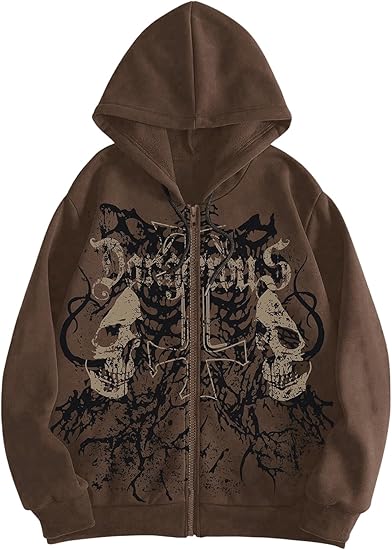 WDIRARA - sugar skull zip up hoodie mens