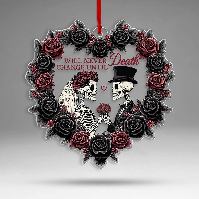 2025 Newlywed Couple Gifts for Him Her, Day of The Dead Sugar Skull Couple Ornament, Skull Decor, Bride & Broom Wedding Couple Skeleton Car Accessories, Mexican Dia De Los Muertos Decorations - sugar skull christmas decorations