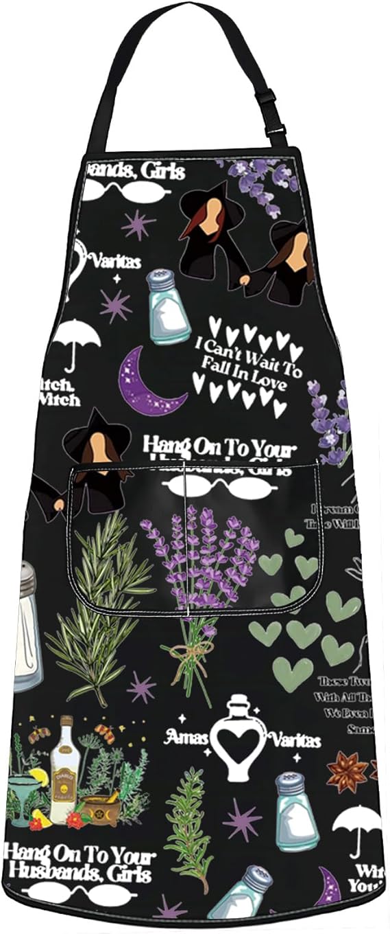 WZMPA Sisters Apothecary Kitchen Apron Magic Witches Gift Salt Rosemary Lavender Love Apron Midnight Margaritas Merch - sugar skull apron for women