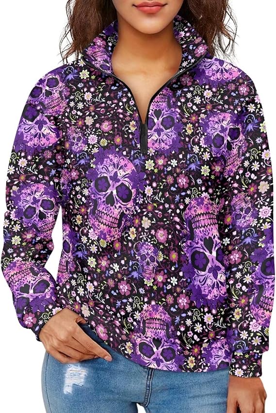 Irisjudy - sugar skull zip up hoodie mens