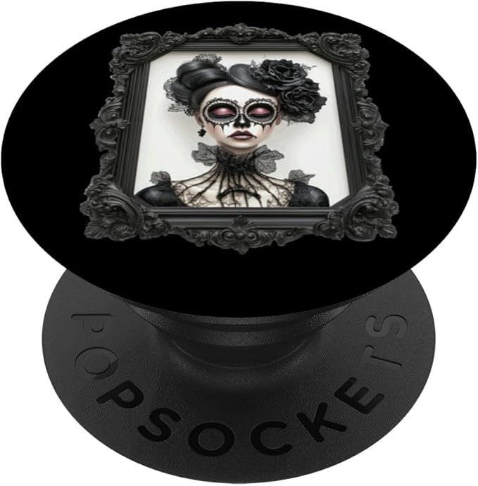 Gothic Portrait with Black Lace and Sugar Skull Makeup Art PopSockets Standard PopGrip - sugar skull makeup kit