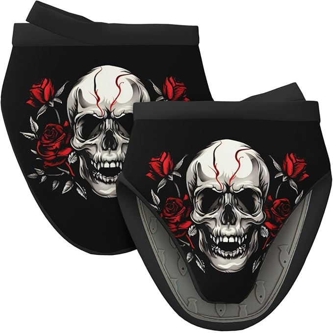 Romantic Skull Rose Mini Oven Mitts 2PCS, Non-Slip and Heat-Resistant Kitchen Gloves, Soft and Comfortable to The Palm, Suitable for Grill Baking Hot Utensils - sugar skull oven mitts