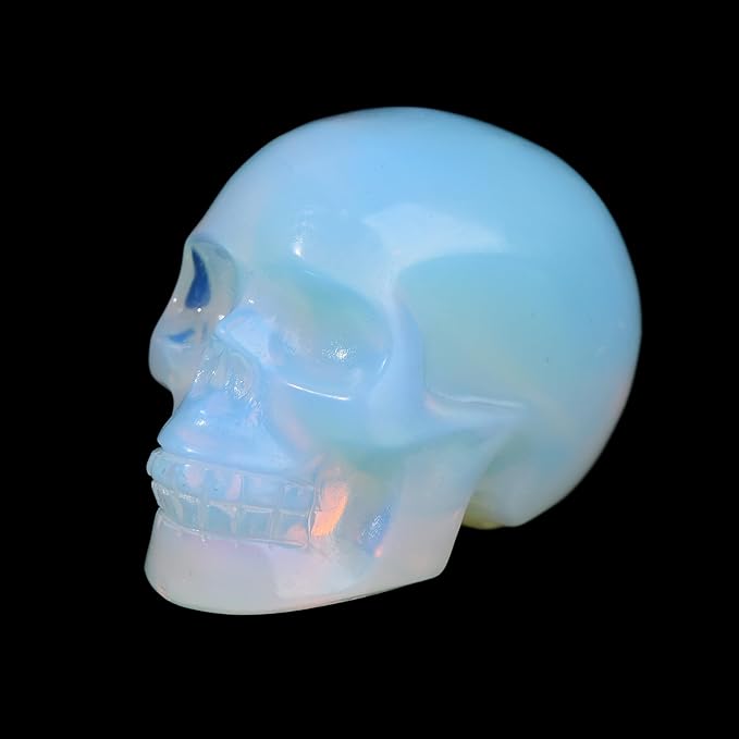 2.0" Opal Skull Decor Statue Crystals and Healing Stones Skull Figurine Polished Gemstones Bedroom Office Desk Halloween Decoration - sugar skull figurine collectible