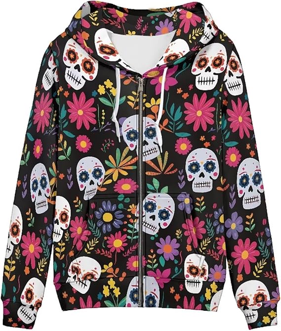 ELEDIZI - sugar skull hoodie mens