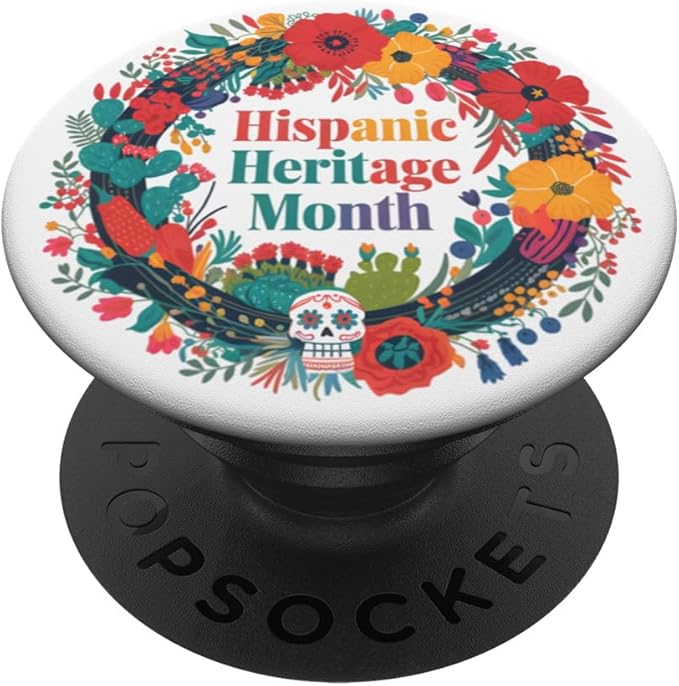 Hispanic Heritage Month Mexican Floral Wreath & Sugar Skull PopSockets Standard PopGrip - sugar skull wreath for front door