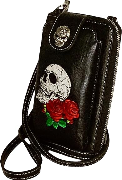 Sugar Skull Wallets for Women Small Purse Wallet Combo Phone Carrier Crossbody Bag Multi Card Zip Around - sugar skull handbags for sale