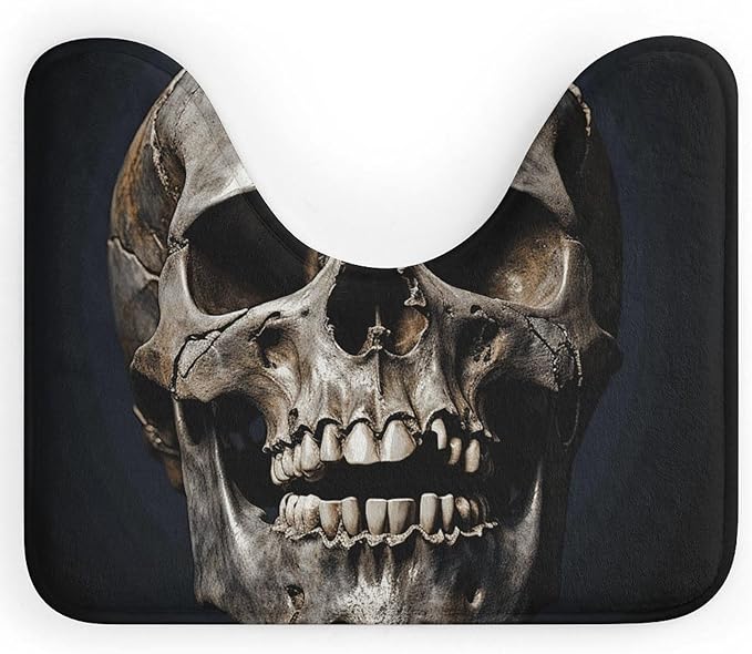 Toilet Rug Death Skull Bath Rug for Toilet Washable Bathroom Rug Soft and Absorbent Bath Mat U-Shaped Contour Rug Non-Slip Toilet Mat for Bathroom 20x16 Inches - sugar skull toilet mat set
