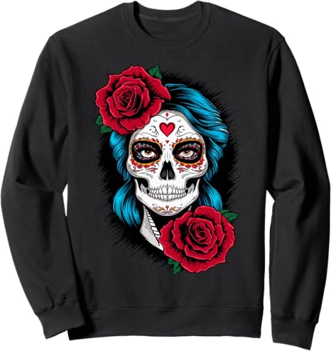 Mexico Sugar Skull - sugar skull sweatshirt womens
