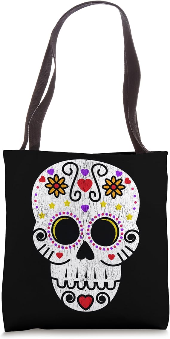 Day Of The Dead Colorful Sugar Skull Design Bundle Tote Bag - sugar skull handbags for sale