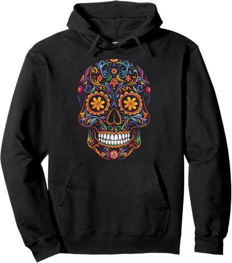 Sugar Skull Halloween Calavera Dia De Los Muertos - sugar skull hoodie mens