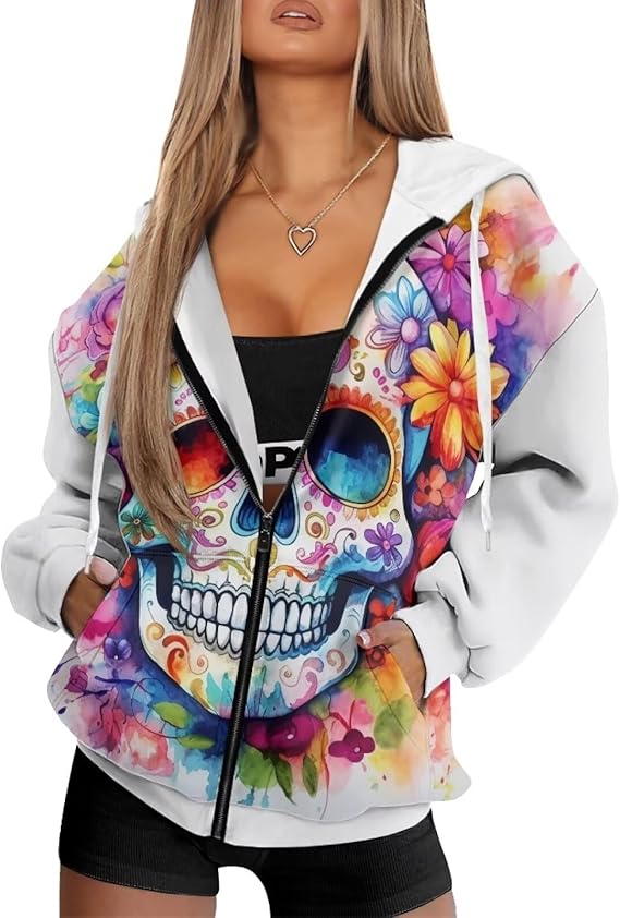 Irisjudy - sugar skull hoodie mens