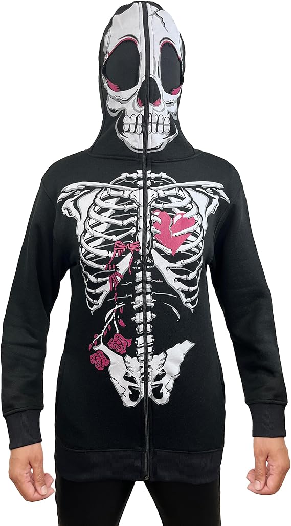 Skylinewears - sugar skull zip up hoodie mens