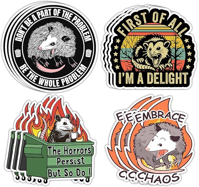 (12pcs) Don't Be A Part of The Problem Be The Whole Problem Sticker Funny Possum Opossum Stickers, First of All I'm a Delight Opossum Stickers Decal for Car Phone Laptop Water Bottle Gift Decor - sugar skull vinyl sticker