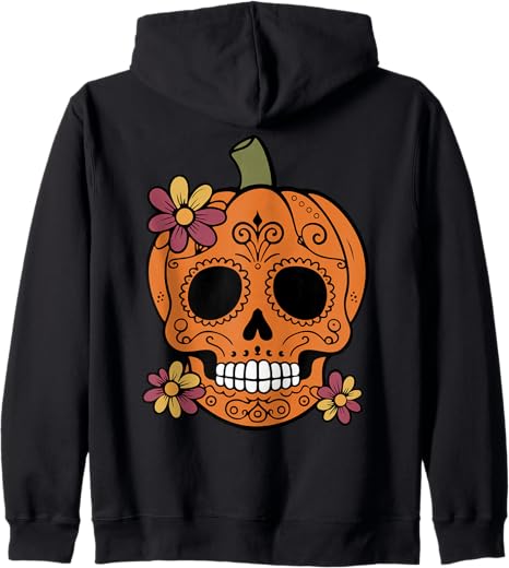 Day of the Dead Sugar Skull Mexican Halloween Tee - sugar skull zip up hoodie mens