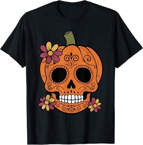 Day of the Dead Sugar Skull Mexican Halloween Tee - sugar skull t-shirt womens