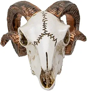 Pacific Giftware Mini Ram Skull Figurine Polyresin Skeleton Head Tabletop Decor Halloween Micro Landscape Accent by Alchemy England - sugar skull figurine collectible