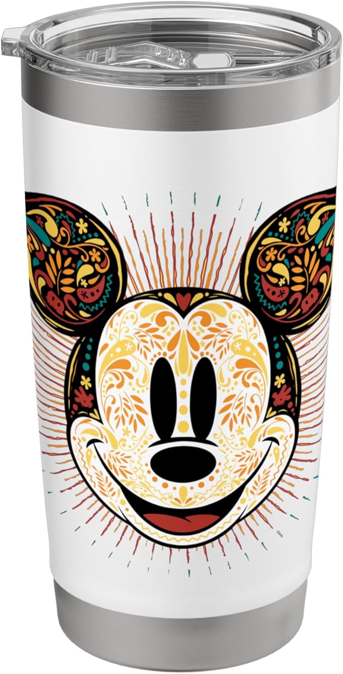 Disney Mickey Mouse Día de los Muertos Sugar Skull Inspired Stainless Steel Insulated Tumbler - sugar skull tumbler with straw