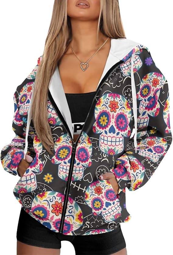 Irisjudy - sugar skull long sleeve shirt mens