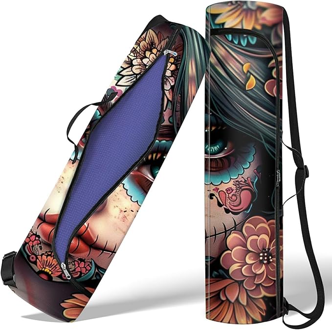 Yoga Mat Bag for Thick Yoga Mat & Yoga Accessories - sugar skull yoga mat