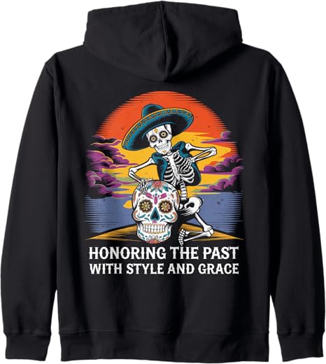 Sugar Skulls & Halloween Day of The Dead - sugar skull zip up hoodie mens