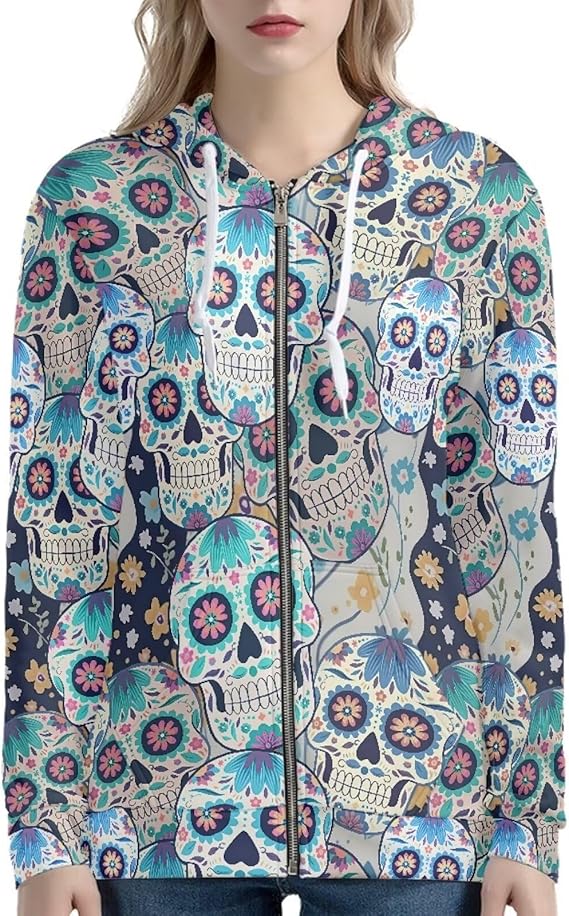 Irisjudy - sugar skull hoodie mens