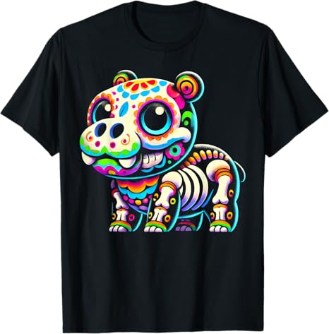 Día de los Muertos Hippo Skeleton Clothing Co - sugar skull t-shirt womens