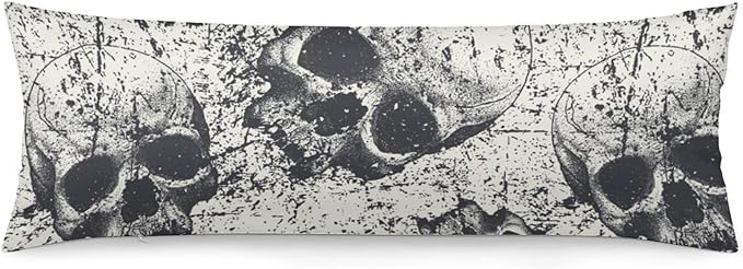 Vintage Skull Body Pillow Cover Bedding Decorative Large Halloween Body Pillow Case Cover 20x54 Inches Full Body Long Pillowcase with Zipper for Adults - sugar skull throw pillow