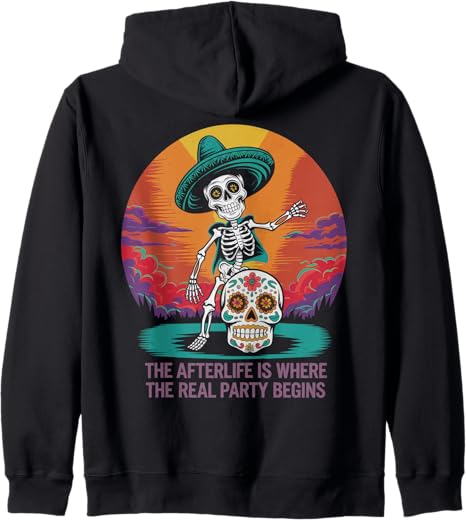 Sugar Skulls & Halloween Day of The Dead - sugar skull zip up hoodie mens