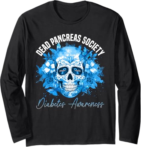 Amb Diabetic Type 1 Diabetes Awareness Halloween - sugar skull long sleeve shirt mens