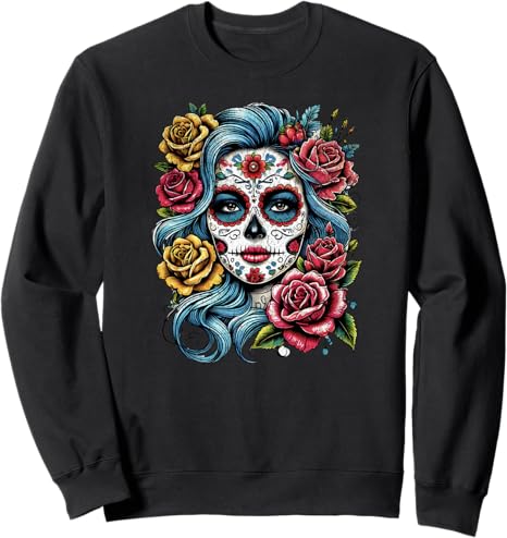 Dia de Los Muertos Skull Sugar Day Of Dead El Jefe - sugar skull sweatshirt womens