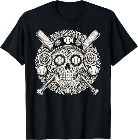 Sugar Skull Baseball Fun - sugar skull t-shirt womens