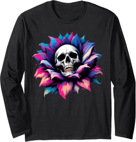 Flower Skull T-Shirt Sugar Skull Bloom - sugar skull leggings for women