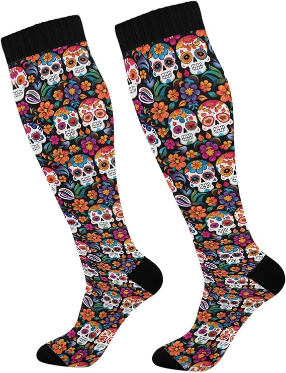 ALAZA - sugar skull socks womens