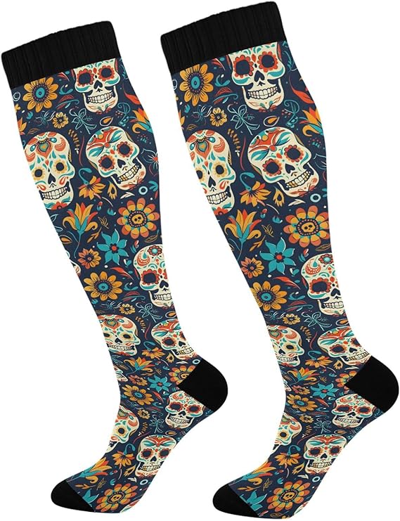 ALAZA - sugar skull socks womens