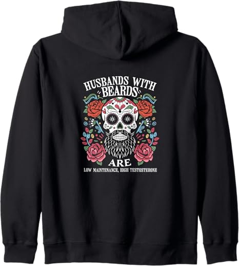 Bearded Men Stuff - sugar skull zip up hoodie mens