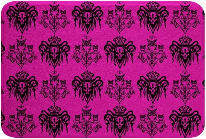 Erosebridal Halloween Skull Owl Bath Mat 20"X 32",Gothic Goth Sugar Skull Bones Bathroom Rugs Ethnic Tribal Damask Floral Entryway Rug,Hippie Flower Plush Shaggy Doormats Floor Mats,Lilac Purple - sugar skull floor mat