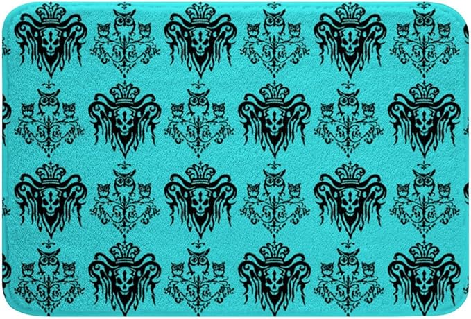 Erosebridal Halloween Skull Owl Bathroom Rugs 16"X 24",Gothic Goth Sugar Skull Bones Bath Mat for Kids Boys Girls Ethnic Tribal Damask Floral Entryway Rug,Trippy Wildlife Floor Rug Carpets,Mint Green - sugar skull area rug