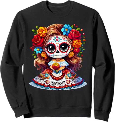 Catrina Sugar Skull Tees Dia De Los Muertos Gifts - sugar skull sweatshirt womens