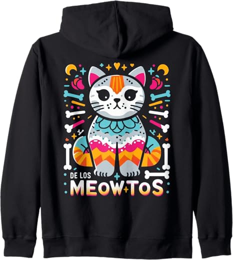 Day of the Dead British Shorthair Cat Apparel Co. - sugar skull zip up hoodie mens