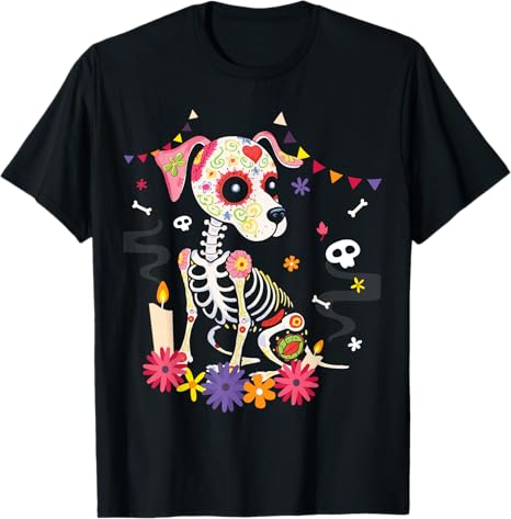 Dia de los Muertos Dogs Day Lover Sugar Skull Paws - sugar skull t-shirt womens