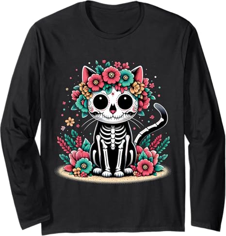 Dia De Los Muertos Cat Sugar Skull Men Women - sugar skull t-shirt womens