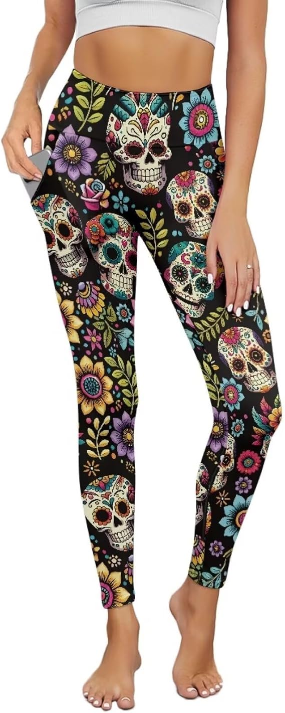 ELEDIZI - sugar skull leggings for women