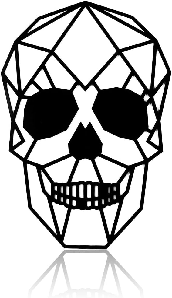 VALINSKY Skull Metal Wall Art,Modern Minimalist Line Art,Skull Wall Decor for Bedroom Living Room Office Bar Art Room Studio Halloween Valentine Decoration - sugar skull poster print