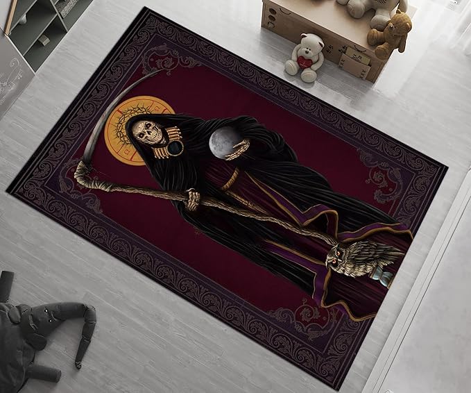 Santa Muerte Rug, Skull Design, Sugar Skull Carpet, Occult Art, Witch Wizard Rug, Wiccan Carpet, Pagan Decor, Room Decor, Gift for ws89 70X110inch//180x280Cm - sugar skull area rug