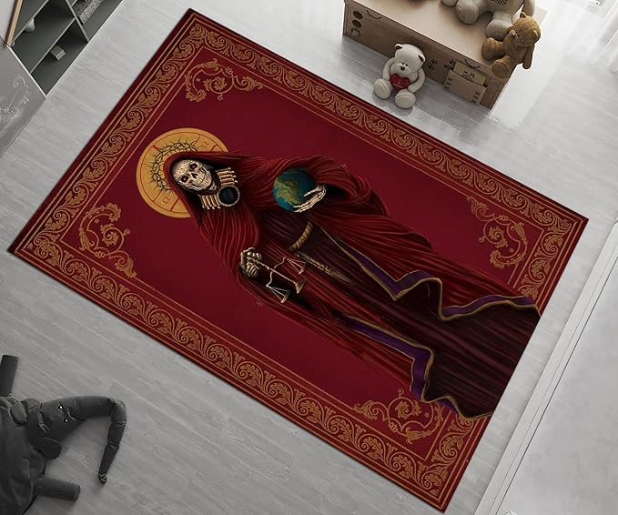 Santa Muerte Rug, Skull Design, Sugar Skull Carpet, Occult Art, Witch Wizard Rug, Wiccan Carpet, Pagan Decor, Room Decor, Gift for ws88 (39X63inch//100x160Cm) - sugar skull area rug