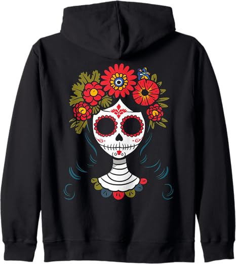La Catrina Mexico Dia De Los Muertos Sugar Skull - sugar skull hoodie mens