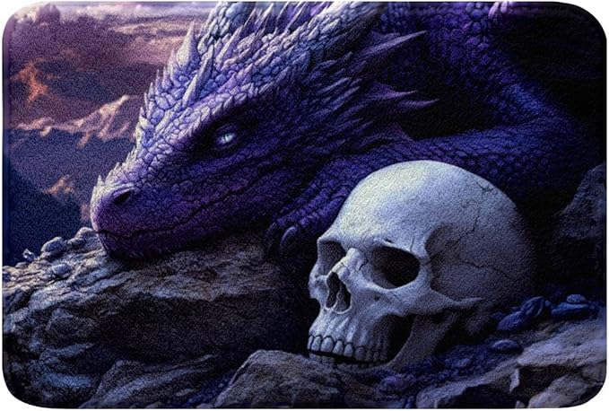 Erosebridal Purple Dragon Bird Floor Rug Carpets,Gothic Sugar Skull Bathroom Rugs Plush Shaggy,Animal Print Non Slip Bath Rug,Horror Skeleton Doormats Floor Mats Floor Non Slip,20"x 32" - sugar skull area rug