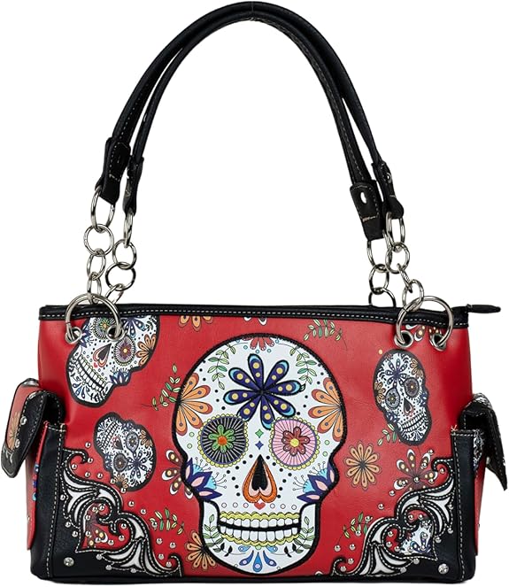 Sugar Skull Goth Purse for Women - Day of the Dead Conceal Carry Handbag - sugar skull handbags for sale