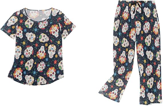 Peystean - sugar skull pajamas womens