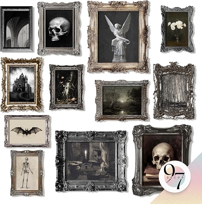 97 Decor Dark Gothic Home Decor Aesthetic - Halloween Gothic Wall Decor, Moody Wall Art Pictures, Creepy Skull Goth Posters Gallery Wall Prints For Home Dorm Bedroom Decorations (Unframed) - sugar skull poster print
